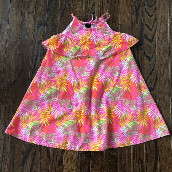 Tommy Bahama Other - Tommy Bahama Girls 6 Pink/Orange Tropical Floral Halter A-Line Lined Dress VGUC